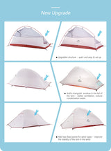 Naturehike Cloud Up 2 Ultralight Tent Free Camping Standing 20D Fabric Camping Tents With free Mat.