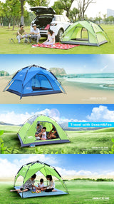 Automatic Camping Tent, 3-4 Person Family Tent Double Layer for Hiking Travel