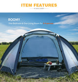 Portable Durable Waterproof Breathable 2 3 4 Person Family Camping Tent with Screen room