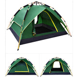 3-4 Person Automatic Beach Tent Two-layer Double Polyester  Army Green/ BlueTent+Mat