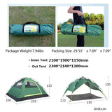 3-4 Person Automatic Beach Tent Two-layer Double Polyester  Army Green/ BlueTent+Mat