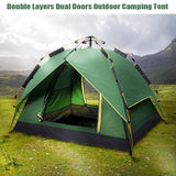 3-4 Person Automatic Beach Tent Two-layer Double Polyester  Army Green/ BlueTent+Mat