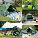 3-4 Person Automatic Beach Tent Two-layer Double Polyester  Army Green/ BlueTent+Mat